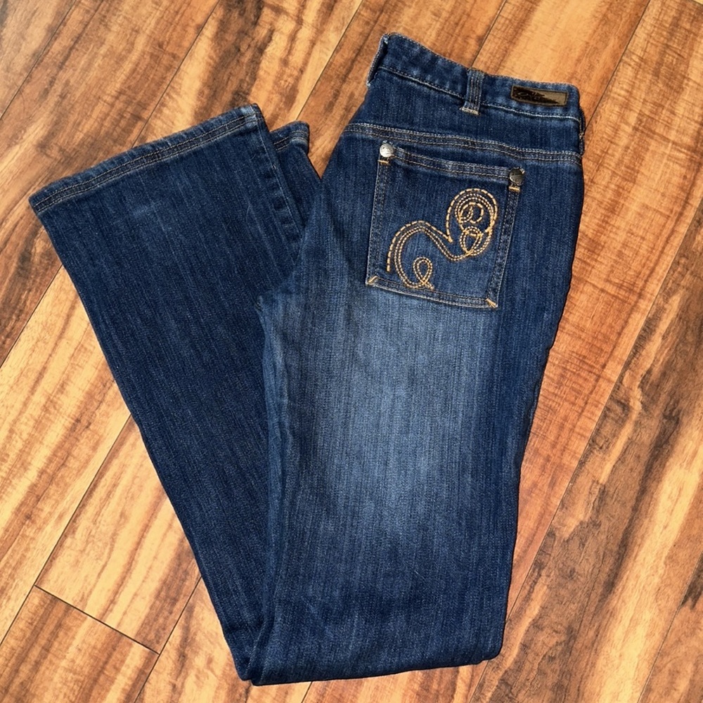 Oakley size 8 jeans tall long 33”  with a 8.5 rise